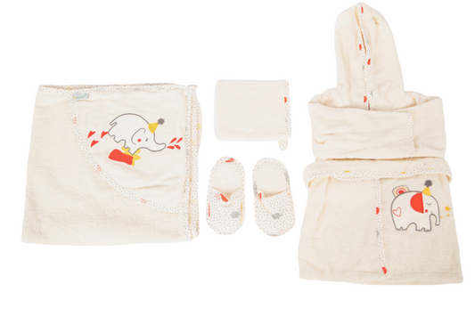 Ameelia & Co - 4-Piece Baby Bath Set (Robe, Towel, Flops, Sponge)