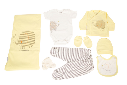 Ameelia & Co - Newborn Baby 100% Organic Cotton Elephant Clothing Set (9-pieces)