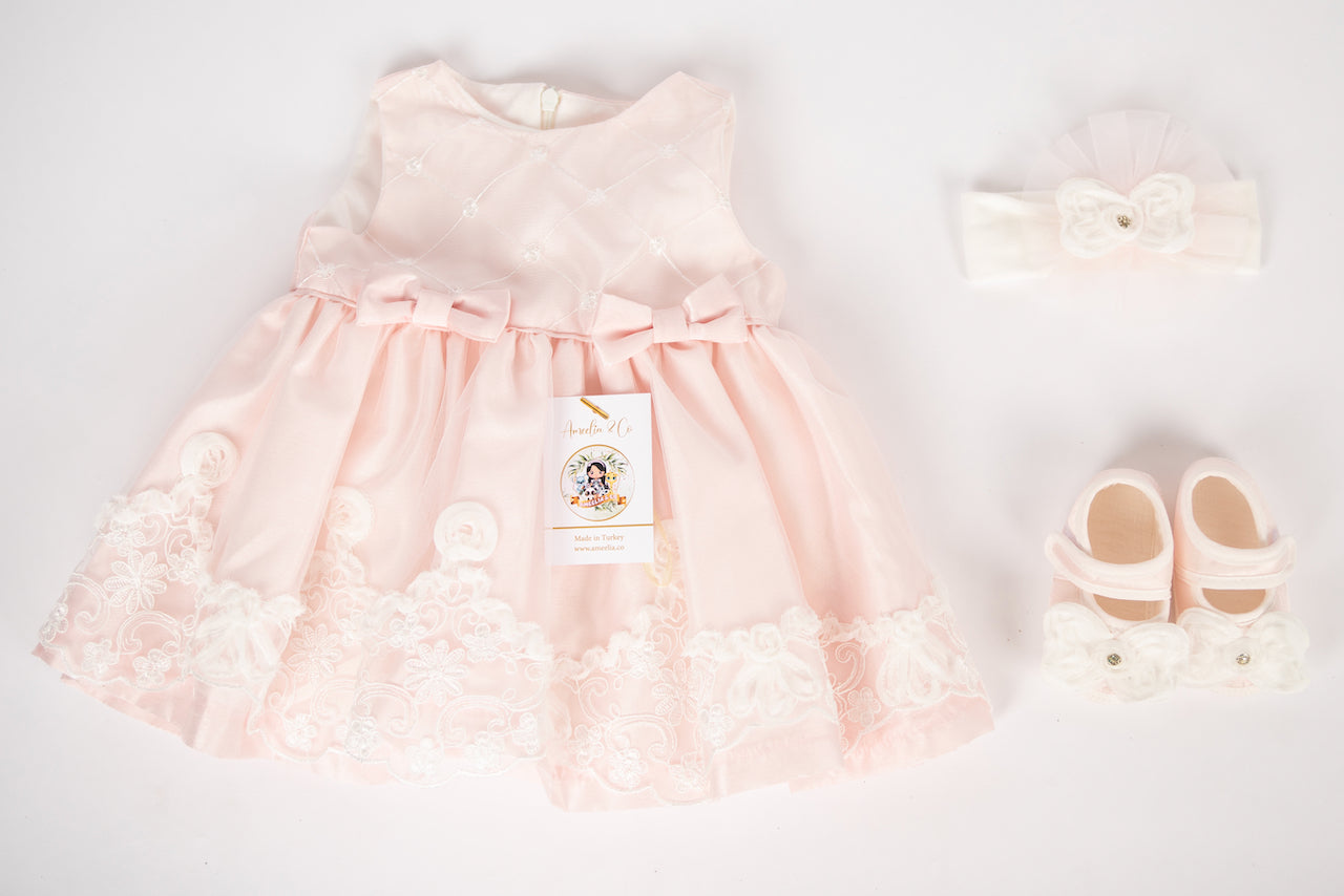 Ameelia & Co - 3-piece Baby Princess Dress (Pink Color) Ameelia & Co - 3-piece Baby Princess Dress (Pink Color)